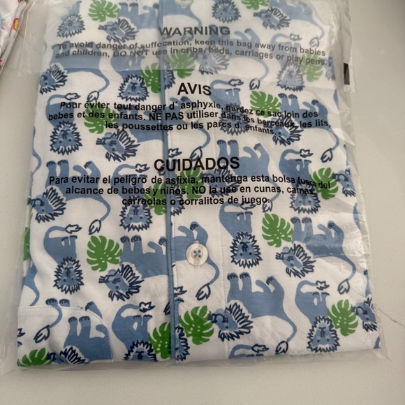 Roller Rabbit Blue Leo the Lion Pajama 2 Piece Polo Short Sleeve Shorts Set NWT - Picture 3 of 3